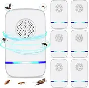 Ultrasonic Pest Repeller Indoor 6 Pcs, Electronic Pest Mouse Repellent Ultrasonic Plug in for Mosquito, Mice, Ant, Roach, Fleas, Spider, Bug for Home Hotel Garage Office