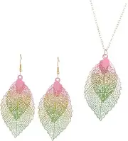 [SHERCHPRY] Charming Leaf Shape Jewelry Set Necklace Earrings Pair for Women Lightweight and Sturdy