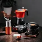 Coffee Pot Color-blocked Design Moka Stovetop Espresso Maker Set for Home