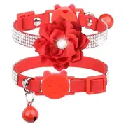 Cat Collar Bling Diamond Breakaway Cat Collar with Bell Rhinestones Pet Red