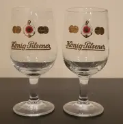 Vintage German Koniq Pilsener Beer Glasses 0.25 Liter Stemware