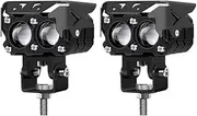 2Pcs Motorcycle Headlights Spotlights White Yellow Fog Light LED Driving Lights Auxiliary Lights 60W 6000K