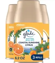 3 PACK GLADE AutomaticSpray Refill, Air Freshener Coastal Sunshine Citrus scent