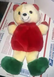Vintage Gerber Products Co Plush Christmas Stocking Teddy Bear New Cream Red