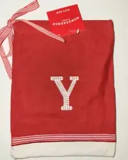 Wondershop Christmas Cloth Drawstring Gift Bag Initial Letter Y Monogram