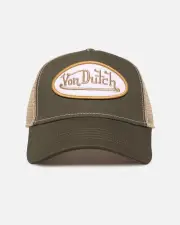 [VON DUTCH] Von Dutch Unisex Trucker Snapback Hat Khaki - Size ONE ONE Khaki