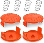 Trimmer Line Spool Cap & Spring Compatible with Black and Decker AFS String Trimmer, Replace RC-100-P RC100P 385022-03, Weed Eater Cover, Weed Wacker Parts(4 Spool Cap+4 Spring)
