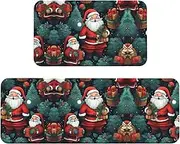 Cute Christmas Man Print Kitchen Floor Mat 2 Sets Non-Slip Rugs for Kitchen Laundry Office and Home Decor