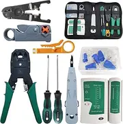 Network Tool Repair Kit, YEESON Ethernet LAN Network Cable Tester Computer Maintenance Coax Crimper Tool for RJ-45/11/12 Cat5/5e with Connector Accessories