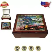 Charming Pink Musical Jewelry Box - Monet Water Lilies & 'Waltz of the Flowers'