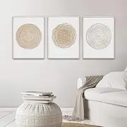 Mid Century Modern Wall Art - Boho Canvas Print - Abstract Geometric Canvas Wall Art Set - Scandinavian Wall Art Painting for Living Room Bedroom Decor No Framed