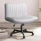 Armless Office Chair Criss Cross Legged Chair with Wheels, Comfy Dressing Chairs