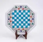 18" Marble Octagon Chess Table Top with Inlay Art Coffee Table for Home v9