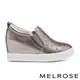 MELROSE 美樂斯 時髦閃鑽鏤空牛皮內增高厚底休閒鞋－古銅