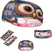 FJWSLCH Cute Owls Headbands for Women Men Non Slip Workout Sweatbands Adjustable Sports Hair Bands Elastic Head Bands Moisture Wicking Hairband for Running, Cycling, Yoga, Spa