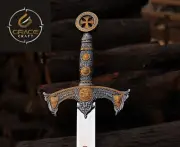 Templar knights sacred holy long sword ornate steel replica medieval sword GC