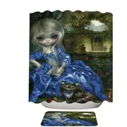 Alice and Cat Fairytale Daydreaming Wonderland Shower Curtain