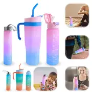 3Pcs Water Bottles with Markings Motivational Drinking Water Bottles with bvw⌒
