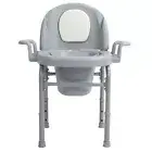 Portable Bedside Commode Chair 3 Adjustable Heights Mobile Toilet With GRS