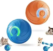 Duraspins Dog Ball, Smart Jumping Dog Toy, Spin Ball for Large Dogs, That Moves on Its Own, Interactive Automatic Rolling with Lights (Orange+Blue)