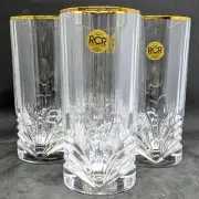 Royal Crystal Rock Aurea Highball Glass 549006 NIB Gold Rimmed RCR Cup Drinkware