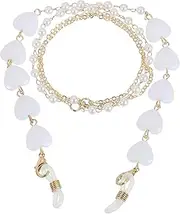 [sourcing map] Beads Eyeglass Chain, Pearl Glasses Strap Eyewear Retainer Chain Around Neck Sunglass Holder for Girls Women, White Heart, White, 70