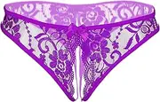 [Generic] Womens Lace G-String Thongs Panties Underwear Low Rise T-Back Underpants (Purple)