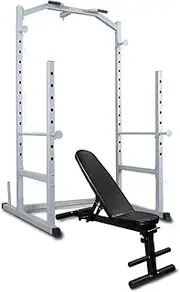 Power Cage - Power Rack - Squat Rack - Weights Bench Press + Adjust Weight Bench