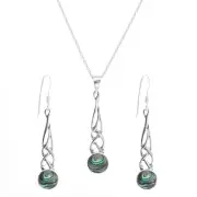 Sterling Silver Earrings Abalone Shell Long Celtic Knot Jewellery Set - Silverly