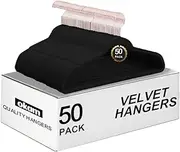 Coat Hangers Velvet 50-Pack Black with Golden Hooks, Non-Slip Hanger for Clothes, Camisole, Robes, Dress & Skirt, Top, Suit, Shirt & Pants, Jackets Coathangers