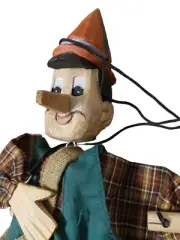 Vintage Handmade Carved Wood Pinocchio Puppet Marionette Toy 15” New Old Stock
