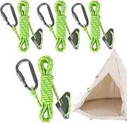 Reflective Paracord - Paracord Rope | Parachute Cord | 4pcs Adjustable Tent Ropes with Carabiner for Camping Hiking Clothesline Travel Storage Night Safety Anti-Slip Design