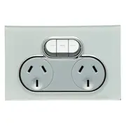 Clipsal Saturn Double Powerpoint + Extra Switch Ocean Mist