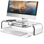 Computer Acrylic Monitor Stand Riser with Storage - Larger Size Single Clear