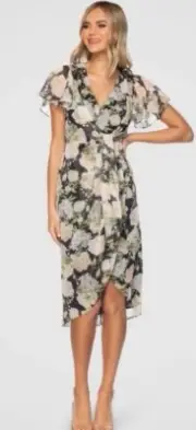 NWT ~ PILGRIM [sz 10] floral Henry midi Dress rrp $179 (B102)
