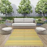 XCELERATOR Large Outdoor Rug for Patio, Reversible Portable Camping Rug, Weather Proof Plastic Straw Rug for RV Deck Camper Balcony, Mexicali Yellow/Orange 200M X 270 cm Multi Coloured