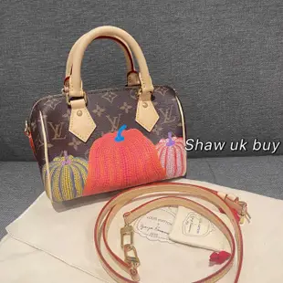 實拍Shaw 英國二手 LOUIS VUITTON LV 草間彌生南瓜 枕頭包 speedy20 肩帶款 斜挎包 手提包