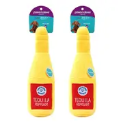 2x Paws & Claws Pet/Dog 31cm Tequila Bottle Shop Soft Plush w/ Squeaker Toy YL