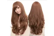 Long Wavy Curly Full Hair Wigs w Side Bangs Cosplay Costume Fancy Anime Womens - Flaxen