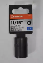 Crescent Impact Socket 6 Point x 1/2" Drive x 11/16" CIMS8N Black Phosphate Tool