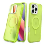 UltraSheer Mag Compatible with iPhone 16 Pro Max Case Clear, Matte Neon Lime