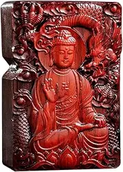 [Generic] Natural Red Sandalwood Rosewood Carving Lighter Shell Box，Replaceable for Zippo (Only Case) (A)