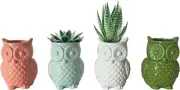 First of a Kind Set of 4 Modern Owl-Shaped Ceramic Vases & Planter Pots