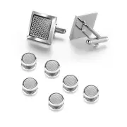 Cufflinks and Studs Set Square Shirt Tuxedo Buttons Packed in Cufflink Box fo...