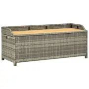 Patio Storage Bench Poly Rattan Deck Cushion Toy Chest Box Garden Trunk 120cm