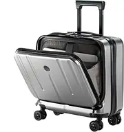 16 Inch Carry On Luggage with 2 Compartments for 14” & 15” Laptop, 16.14 * 8 * 17.12” Rolling Briefcase, Lightweight Hardshell ABS+PC Suitcase with Spinner Silent Wheels, for Business Trip, Dark Gray