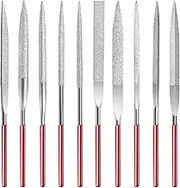 10 Pack Diamond Files Set, Mini Needle Jewelry File, Carbon Steel File, Hardened Alloy Strength Steel Files, Round Triangular Square Flat File for Metal, Wood, Sanding (10 PCS)