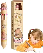 Retractable Multi Color Pen | 12-in-1 Cartoon Capybara Cute Fine Point Colored Ink | Multi Smooth Writing Pens 0.7mm For Note Taking Kids Boys Women Men