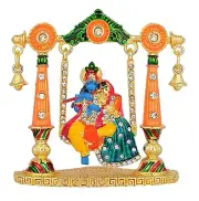 Radha Krishna Idol On Swing Metal Statue for Car Dashboard Home Decor