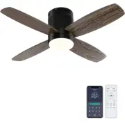 Ceiling Fan with Lights - 38'' Small Flush Mount Ceiling Fans Remote & APP Co...